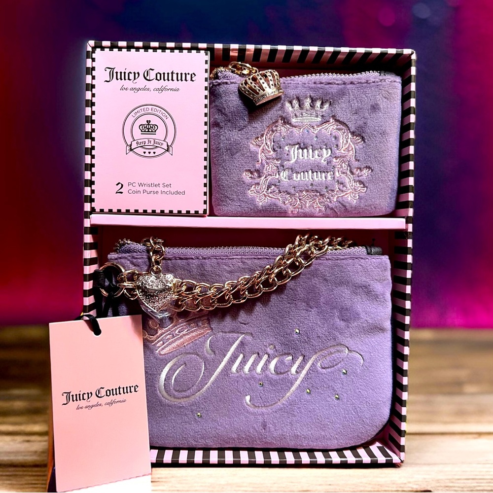Juicy Couture Los Angeles NWT Dusty Violet Velour Wristlet & Coin Purse
